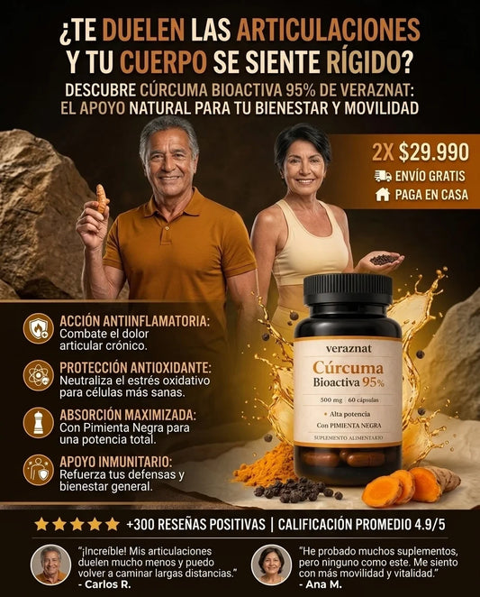Cúrcuma Bioactiva 95%. Apoya tu movilidad OFERTA 2X